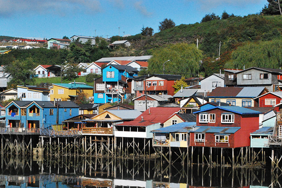 Domy palafitos na wyspie Chiloé